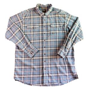 Ariat Rebar Mens XXL Tall Blue Plaid Long Sleeve Button Down Work Shirt Flannel